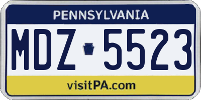 PA license plate MDZ5523