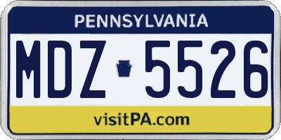 PA license plate MDZ5526