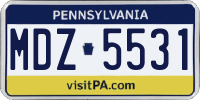 PA license plate MDZ5531