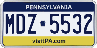 PA license plate MDZ5532