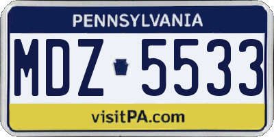 PA license plate MDZ5533
