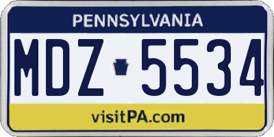 PA license plate MDZ5534