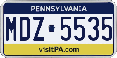 PA license plate MDZ5535