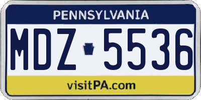 PA license plate MDZ5536