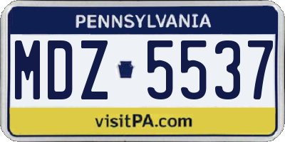 PA license plate MDZ5537