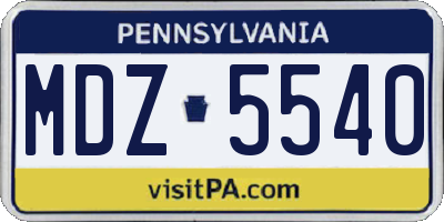 PA license plate MDZ5540