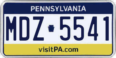 PA license plate MDZ5541