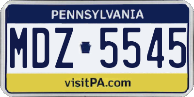 PA license plate MDZ5545