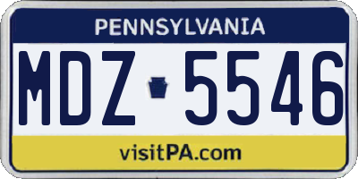 PA license plate MDZ5546