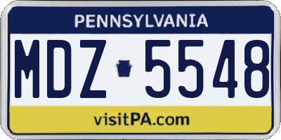 PA license plate MDZ5548