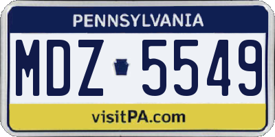 PA license plate MDZ5549