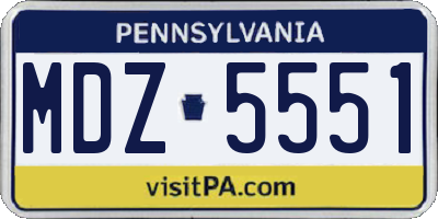 PA license plate MDZ5551