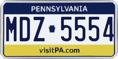 PA license plate MDZ5554
