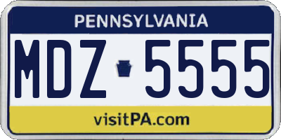 PA license plate MDZ5555