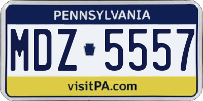 PA license plate MDZ5557