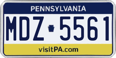 PA license plate MDZ5561