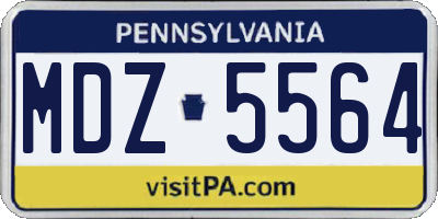 PA license plate MDZ5564