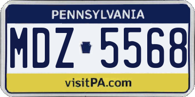PA license plate MDZ5568
