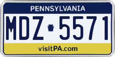 PA license plate MDZ5571