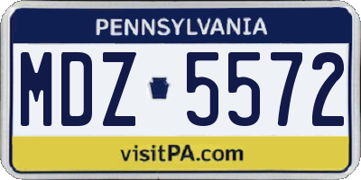 PA license plate MDZ5572