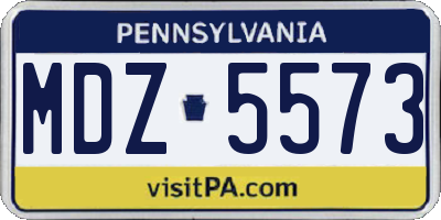 PA license plate MDZ5573