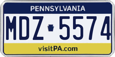 PA license plate MDZ5574