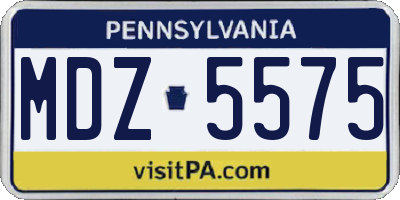 PA license plate MDZ5575