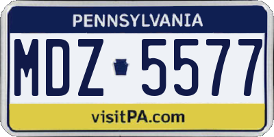 PA license plate MDZ5577