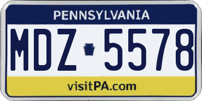 PA license plate MDZ5578
