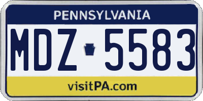 PA license plate MDZ5583
