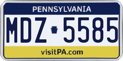 PA license plate MDZ5585