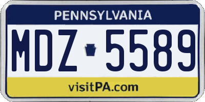 PA license plate MDZ5589