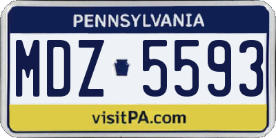 PA license plate MDZ5593