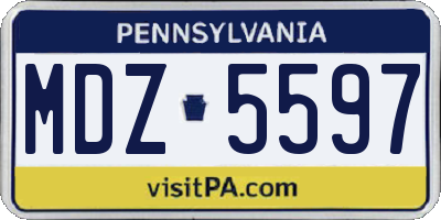 PA license plate MDZ5597