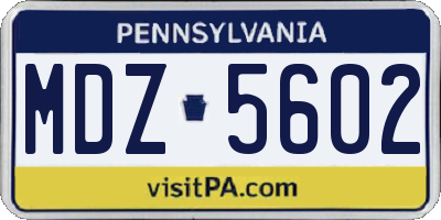 PA license plate MDZ5602