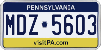 PA license plate MDZ5603