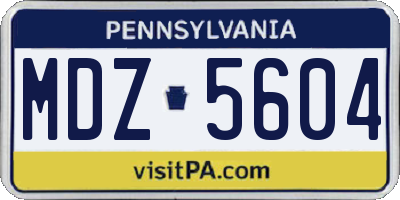 PA license plate MDZ5604