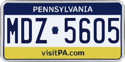 PA license plate MDZ5605
