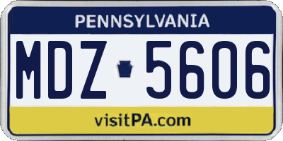 PA license plate MDZ5606
