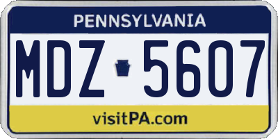 PA license plate MDZ5607
