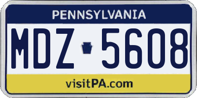 PA license plate MDZ5608