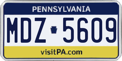 PA license plate MDZ5609