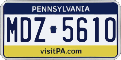 PA license plate MDZ5610