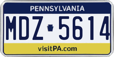 PA license plate MDZ5614