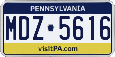 PA license plate MDZ5616