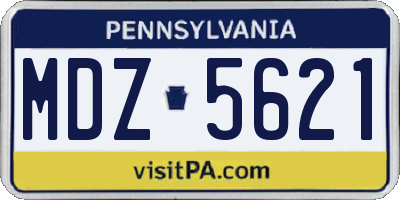 PA license plate MDZ5621