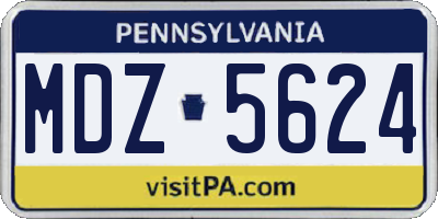 PA license plate MDZ5624