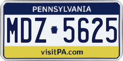 PA license plate MDZ5625