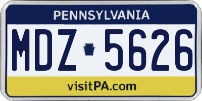 PA license plate MDZ5626