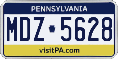 PA license plate MDZ5628